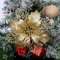 Queta 12 Stück Christmas Glitter Poinsettia Weihnachtsbaum Ornament Weihnachtsblumen künstliche Blumen Christbaumschmuck Weihnachten Hochzeit Kränze Dekoration 16cm (Gold)
