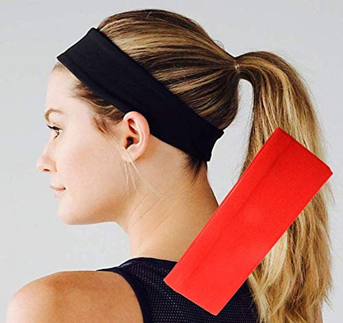 Breit 7 cm dehnbares elastisches Yoga-Baumwoll-Stirnband für Jugendliche und Erwachsene, Frauen, Mädchen, Damen, Fitnessstudio, Sport, dehnbarer Alice Kylie Haarband (rot)