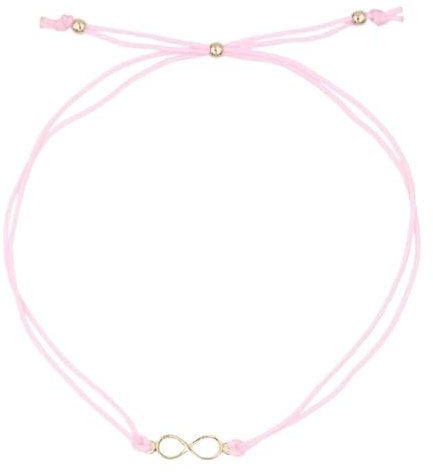 Bracelet Infini Or Jaune - Cordon Rose - Femme