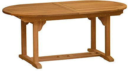 Kai Wiechmann Teak Ausziehtisch oval 150 x 100 cm Premium wetterfest erweiterbar
