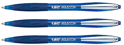 BIC Atlantis Premium 1.0 Druckkugelschreiber, Blau, 3 Stück