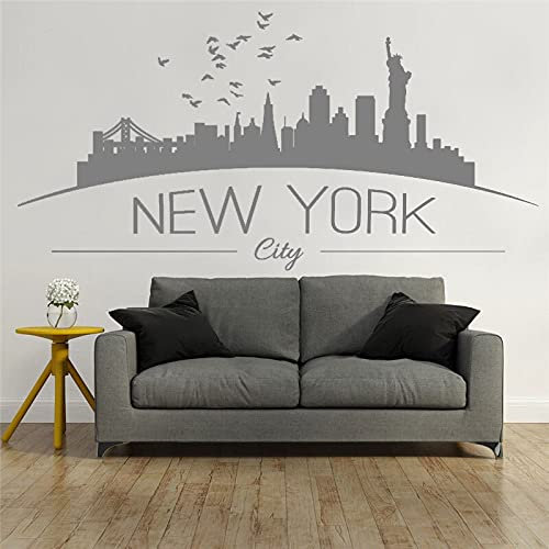 Zdklfm69 Wandtattoos Wandaufkleber New York Skyline Art Schlafzimmer Wohnzimmer Abnehmbares Wandbild Modern City Picture Design 57x112cm