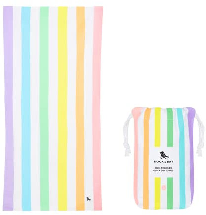 Dock & Bay Strandhandtuch - Schnell trocknende Mikrofaser, ohne Sand - Kompakt, Leicht - 100% recycelt - Inklusive Beutel - Summer - Unicorn Waves, Medium (130x70cm, 51x28)