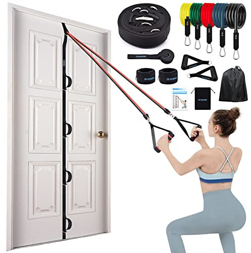 Brebebe Türanker Gurt für Widerstandsbänder Übungen, Multi-Point Anker Gym Befestigung für Home Fitness, tragbares Türband Widerstand Workout Ausrüstung, stanzfrei, nagelfrei