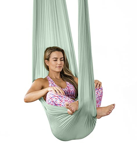Pinc Active Silk Aerial Yoga Schaukel & Hängematte Kit für verbesserte Yoga-Inversionen, Flexibilität und Rumpfstärke, Minzgrün