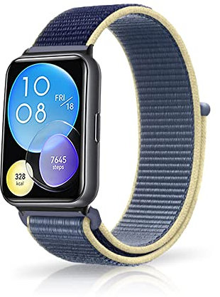 KeeFos Correa Compatible con Huawei Watch Fit 2, Nylon Ajustable Banda Pulseras de Repuesto Hombres y Mujeres Correa Compatible con Huawei Watch Fit 2 - Azul
