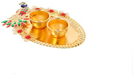 Metal Tilak Plate (Gold_4 Inch x 6 Inch ) by Indian Collectible
