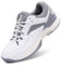 FitVille Extra Weit Tennisschuhe Herren Breit Hallenturnschuh Atmungsaktiv Training Schuhe für Tennis Badminton Walking Fitnessstudio Weiß & Grau 45 EU X-Weit