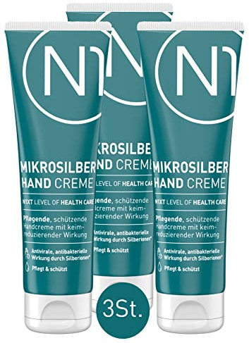 N1 Mikrosilber Handcreme für sehr trockene Hände 150ml [inkl. Desinfektion] - Handcreme rissige Hände + Desinfektionsmittel für Hände in einem Produkt