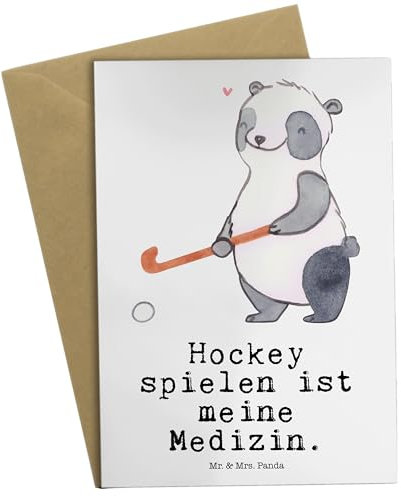 Mr. & Mrs. Panda Beileidskarte Panda Hockey spielen - Geschenk, einladungskarten, osterkarten, Feldhockey, Verein, Grußkarten, weihnachtskarten, Hockeyschläger, osterkarte