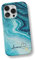 iCaseDesigner Personalised Marble Glitter Flowing Name with Heart Phone Case Compatible with iPhone 14 Pro Max - 6. Turquoise Sparkle Swirl Name