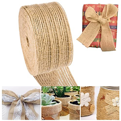 skytowards 1 Rollen Juteband 10m×5cm Sackleinen Band Schleifenband Jutestoff Rolle Juteband Jute Dekoband Ribbon Rupfenband Vintage Geschenkband Leinenband Hessische Band Burlap Natürliche für DIY