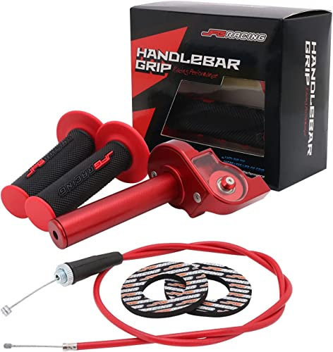 Motorcycle Throttle Assembly Dirt Bike 7/8 22mm Quick Twist Throttle Grips With Throttle Cable CNC Universal for CRF KLX TTR DRZ 50 110 125 150 200 250 Pit Bike ATV Mini Bike Red