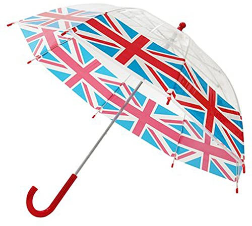 KAV Kids Transparent School Umbrella Boys and Girls - Sweet, Beautiful, Lightweight Design Dome Parasol for Your Child (Poe Union Jack)