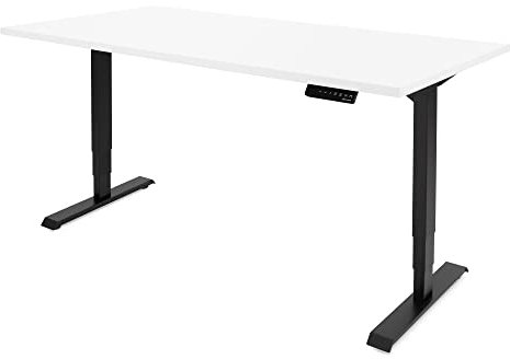 Ergotopia Desktopia Lite Elektrisch höhenverstellbarer Schreibtisch für Büro oder Home Office - 5 Jahre Garantie - ergonomischer Schreibtisch höhenverstellbar mit weißer Tischplatte (160 x 80 cm)