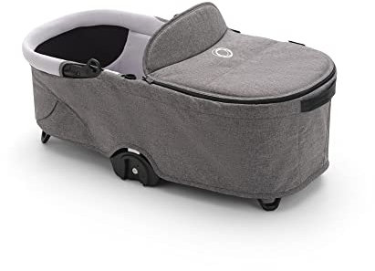 Capazo Bugaboo Dragonfly, Capazo con Colchón Ventilado y Protector, Plegado fácil con una Mano con capazo o silla, Compatible con el Carrito urbano Bugaboo Dragonfly, Grey Melange