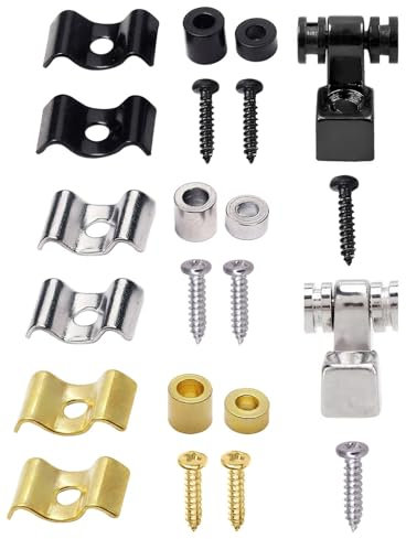 TUOREN 2Pcs Guitar Roller String Trees Retainer with Screws, 6Pcs Vintage Style Guitar String Trees Guides Retainers Compatible with Fender Strat Stratocaster Tele Telecaster Electric Guitar