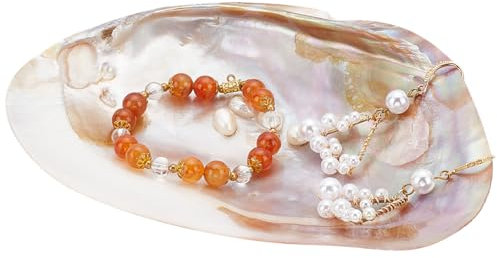 CRASPIRE Shell Jewelry Tray Natural Seashell Ring Holder Pendant Tray Jewelry Dish Keys Bowl Trinket Necklace Bracelet Candy Tray for Women Girls Home Bathroom Decor Jewelry Bowl Gift