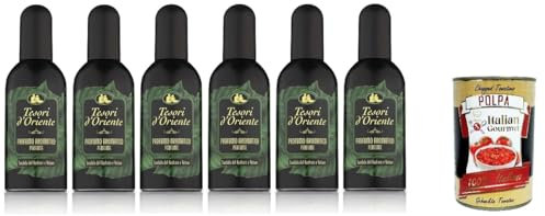 6x Tesori d'Oriente Kaschmir-Sandelholz- und Vetiver-Parfüm Aromatic Parfüm EdT 100ml Eau de Toilette + Italian Gourmet Polpa 400 g