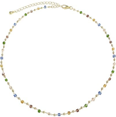 JRYXDS 1 Stück Boho Halskette Surfer Halskette Kette Damen Verstellbare Halskette mit Perlen handgefertigt Festival und Strand Accessoires Damen Halsband bunt