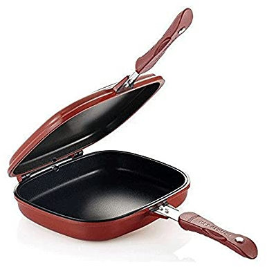 WBDHEHHD Padella Padella A Doppia Faccia Barbecue Rosso Pentola Per Frittata Pentola Quadrata Grigliata Per Fritti Cottura Al Forno Frittura 28 Cm Pentole Da Cucina