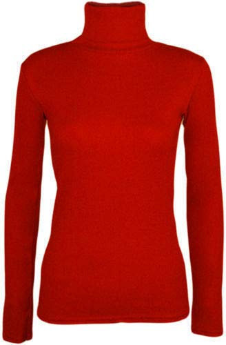 Shop Nova® Polo Neck Jumper Tops Long Sleeve Ladies Roll Turtle Neck Plain Knitted Pullover Sweatshirt for Women Stretch Lightweight Sweater Top UK Size 8 to 24 (Red, 22)