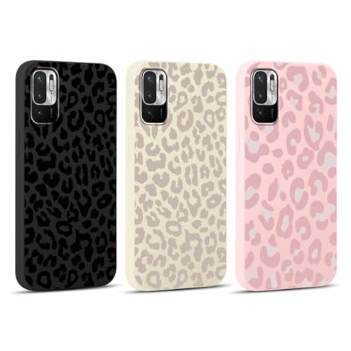 Yoedge 3 Pièces Coque pour Xiaomi Redmi Note 10 / 10T 5G 6,5, Ultra Fine Souple Silicone TPU avec Aesthetic Motif Léopard Design Étui pour Femmes, Antichoc Anti-Rayures Bumper Protection Housse Case