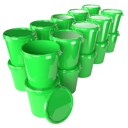 20 Eimer mit Deckel 30 Liter Made in Germany - lebensmittelecht, stabil, luftdicht - Vorratseimer für Aufbewahrung von Lebensmittel, Büromaterial, Kinderzimmer, Haushalt, Werkstatt, Gastronomie Grün