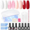 COSCELIA Gel Nagellack Set mit UV Licht 4 Farben Nagellack Set und Base Coat Top Matte Coat Gel mit Nagel Dekoration Basic Tools für Nageldesign