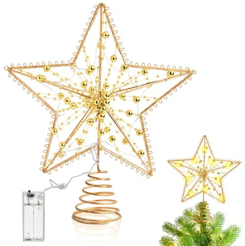Weihnachtsbaum Spitze Stern, 25 cm Weihnachtsbaum Stern Spitze LED Stern Christbaumspitze Stern Weihnachtsbaum Topper, Stern Weihnachtsbaumspitze Beleuchtet für Christbaum Tannenbaum Spitze (B)