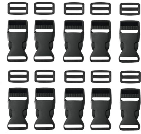 10 Stück Steckschnallen für 15 mm breite Gurtbänder, 10 Stück Tri-Glide Slide,Kunststoff Steckschnallen verstellbare Klippverschluss für Steckschließe Gurt, Beckengurt, Ersatzschnalle,Rucksackgurte
