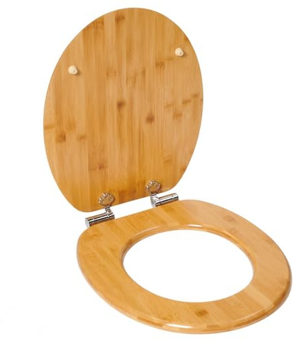 Brixy Bambus WC Brille Terry - Toilettensitz mit Deckel - Softclose - Edelstahl Scharniere - Inklusive Befestigungsmaterial