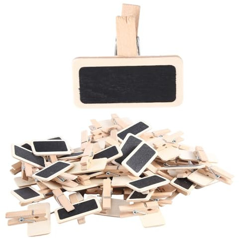 Asyduey 50 Mini Tafel Nachricht Rechteck Schiefer EIN Clip Clip Karte Panel Memos Label Preis Platz Nummer Tabelle