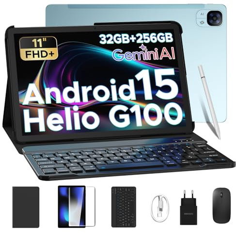 DOOGEE TAB E3 Tablet Android 15 con Tastiera e Penna, 11 Pollici 32GB RAM + 256GB ROM/TF 2TB, Octa Core Helio G100, Tablets con sim, 8800mAh, Gemini AI, 13MP+5MP/GPS/BT5/OTG/FACE ID/Doppi altoparlanti