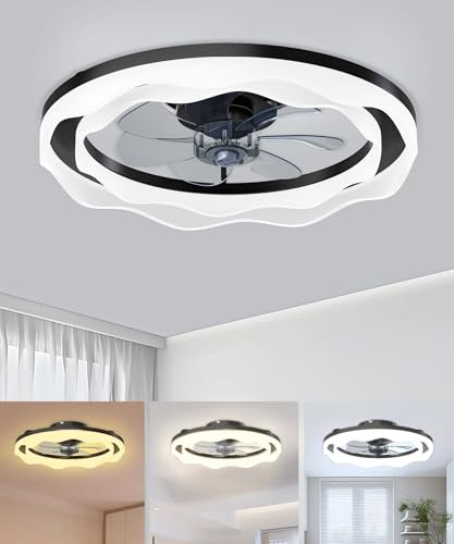 JAYNLT Ventilatore da Soffitto con Luce con Telecomando, 50CM Lampada Ventilatore da Soffitto, 3000K-6500K Dimmerabile LED Plafoniere, 6 Velocità, Memoria, Tempistica per Camera da Letto Soggiorno
