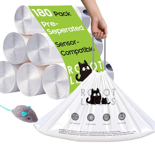 Cat Litter Box Robot 4 and 3 Waste Bags, 180 Pack Automatic Litter Box Bags, Thick Heavy Duty Cat Litter Box Liner Bags 25.2 X 15.7 IN