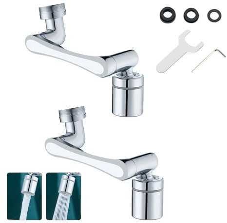 kimeo Aquaflex - Extension Robinet 1440° Pivotant - Economiseur d'eau intégré Extension de Robinet Rotatif Multifonctionnel avec Filtre et 2 Modes