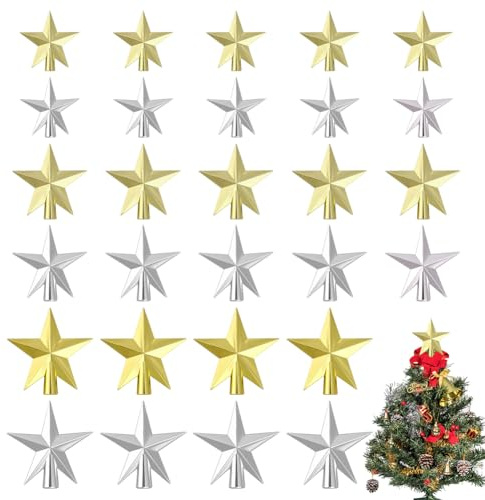 NBEADS 18 Stück 6 Stilen Weihnachtsbaum Sternspitze, 3 Größe Kunststoff Baumkrone Stern Ornamente Für Weihnachten Baum Handwerk Hause Dekoration