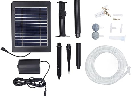Pompador Di Ossigeno Solare 3 Livelli Regolabili, Pompa Aeratore Con Pannello Solare 6V 4W Per Acquario E Laghetto - Alimentazione Doppia, Resistente All'Esterno, Facile