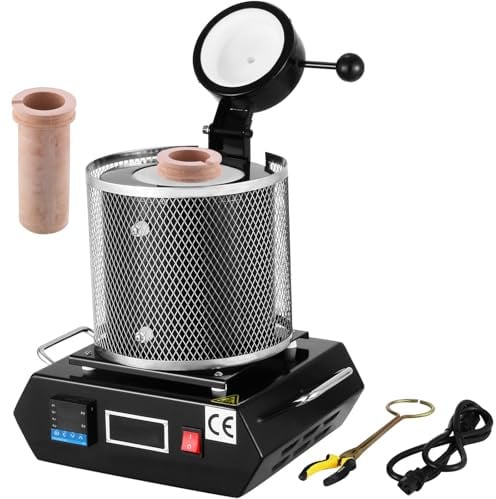 VEVOR Four de Fusion Électrique 1350 W, Four de Fusion d'or, Température Maximale 1150 ℃, avec Creuset en Céramique 1 kg, pour la Coulée et l'Affinage des Métaux Précieux, Argent, Aluminium, Cuivre