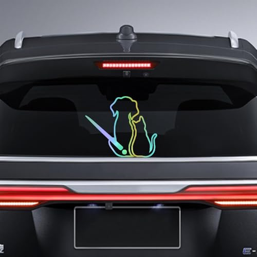 Blueshyhall Auto Scheibenwischer Aufkleber, Aufkleber Heckscheibe Fenster Auto Kinder, Aufkleber Scheibenwischer Hinten, Wischer Aufkleber Hund und Katze, Auto Aufkleber Tuning (Katze und Hund)