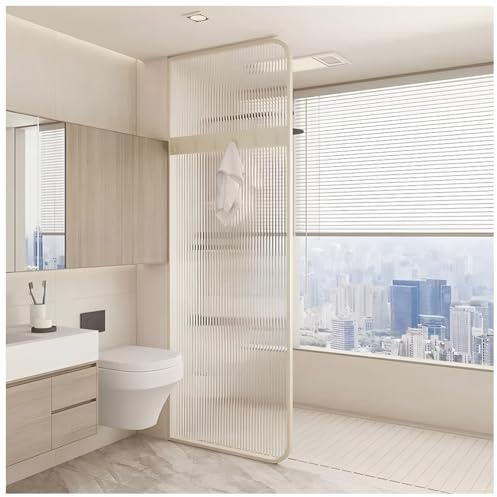 Paravent En Verre Moderne, Cloison De Douche Translucide, Paroi De Séparation En Verre Pour Entrée D'hôtel Ou De Bureau(White-A,40X180 CM)