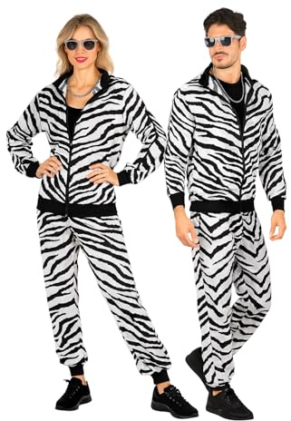 TrendandStylez Jogginganzug 80er 90er Jahre Kostüm – Trainingsanzug in 25 schrillen Designs wie Comic, Leo & Neon für Damen & Herren, für Karneval, Fasching & Mottoparty