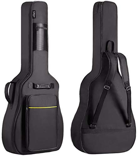 CAHAYA 41 In Acoustic Guitar Bag 0.35 In Thick Padding Water Resistent Dual Adjustable Shoulder Strap Guitar Case Gig Bag with Back Hanger Loop, Black CY0152