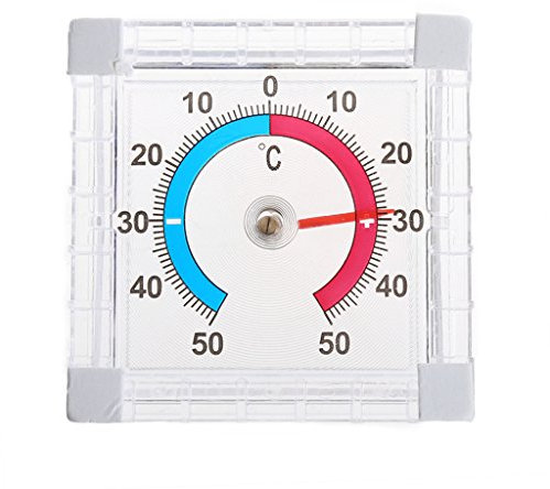 Cuigu Thermometer für Fenster, selbstklebend, transparent, Wand, Innen- und Außenbereich, Gewächshaus