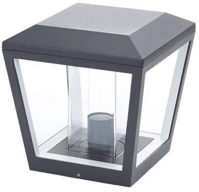Lucande Outdoor 'Dunia' Modern Silver Aluminium Pillar Light (1 E27)