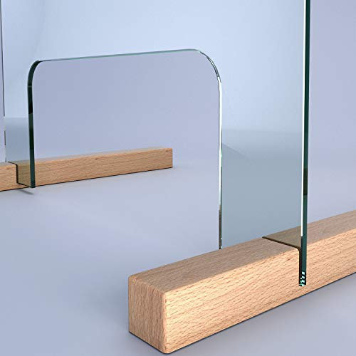 SARAR Spuckschutz aus 8mm echtes SICHERHEITSGLAS - (B) 60 cm x (H) 60 cm Made in Germany - Antibakteriell Hustenschutz Thekenaufsatz Niesschutz Spritzschutz Virenschutz Durchreiche ESG A2