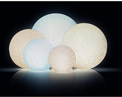 Mojawo 3 Stück Acryl LED Dekokugel Leuchtkugel Gartenlampe 4 Funktionen Partydeko warm/kalt - weiß Ø18cm