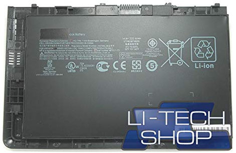 Li-tech - Batería compatible de 3400 mAh para HP Elitebook Ultrabook Folio 9470M de 4 celdas, color negro