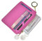 ehsbuy Porta Carte Credito Sottile Portatessere per Donna Ragazza Bimba, Portamonete con Cerniera Portachiavi, Portafoglio Donna Piccolo Pelle (Rosa a tratteggio incrociato)